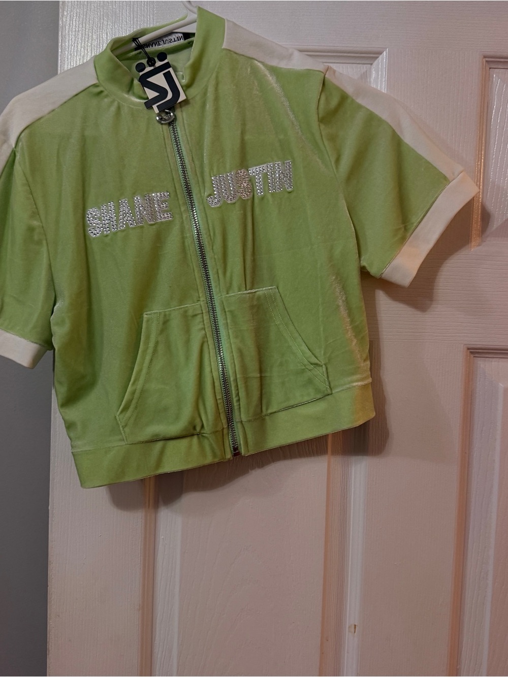 Lime Green Short Sleeve Zip-Up Kids Top